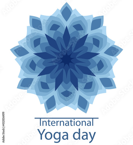 21 june international yoga day, poster or banner with monochrome mandala pastel colors background