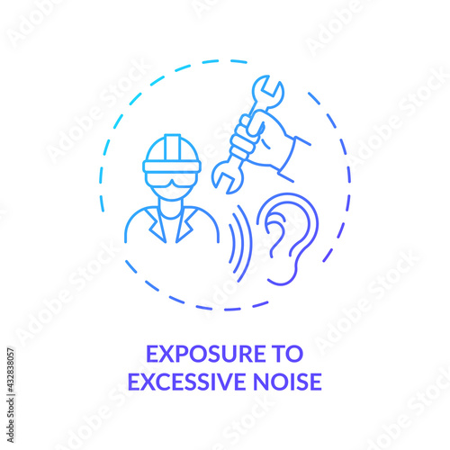 Exposure to excessive noise concept icon. Hearing loss cause idea thin line illustration. Sound perception loss. Killing nerve endings in ear. Vector isolated outline RGB color drawing