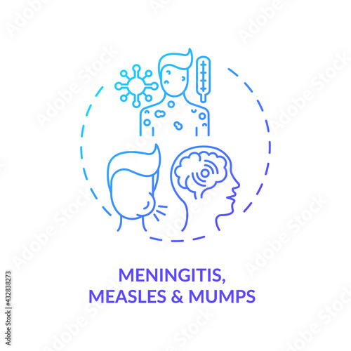 Meningitis, measles and mumps concept icon. Acquired hearing loss idea thin line illustration. Auditory nerve and brainstem damage. Eardrum injury. Vector isolated outline RGB color drawing