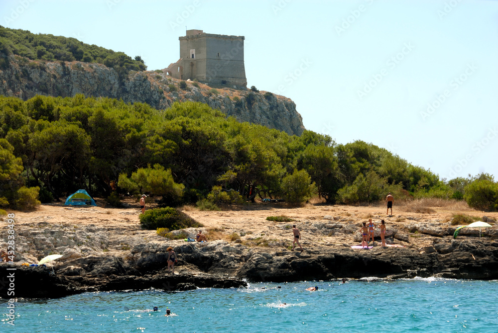 wonderful beach in the park of Porto Selvaggio with a view of the Torre dell'Alto.