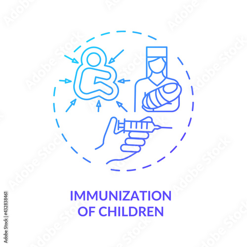 Children immunization concept icon. Hearing loss prevention idea thin line illustration. Immunity creation to serious illnesses. Vaccination, inoculation. Vector isolated outline RGB color drawing
