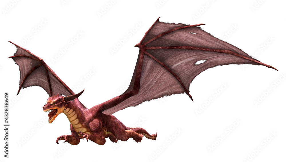 Obraz premium 3D Rendering Fairy Tale Dragon on White