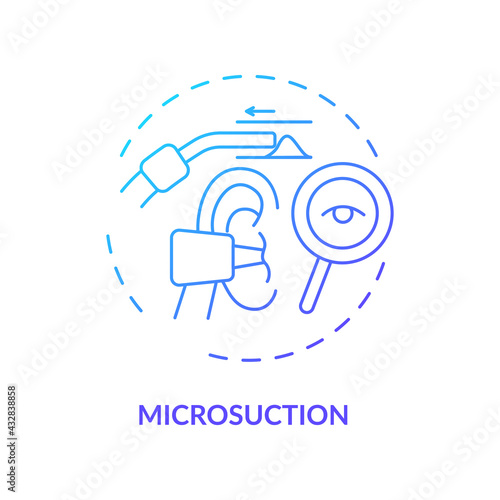 Microsuction concept icon. Ear hygiene method idea thin line illustration. Quick and easy wax, debris removing. Earwax removal. Ear canal cleaner. Vector isolated outline RGB color drawing