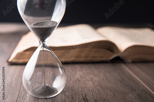 Hourglass countdown with a book