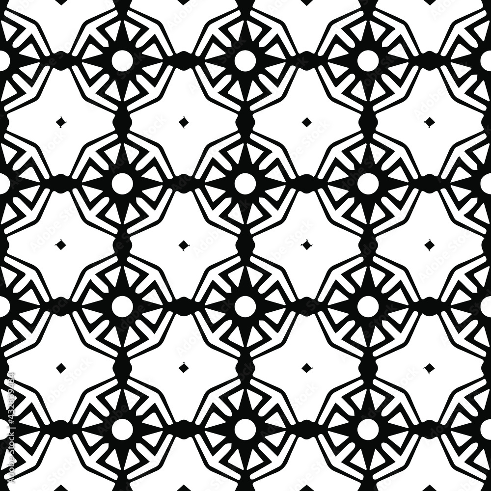 Fototapeta premium Geometric vector pattern with Black and white colors. Seamless abstract ornament for wallpapers and backgrounds.