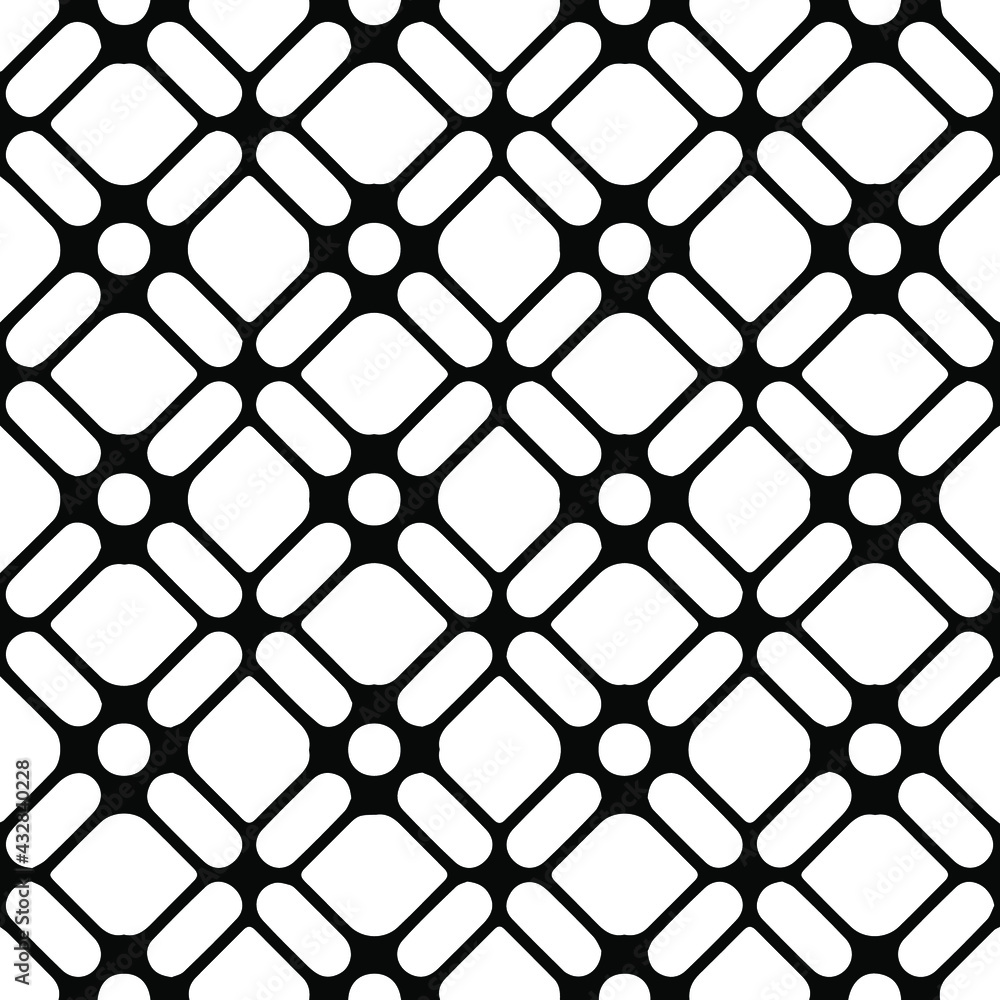 Fototapeta premium Geometric vector pattern with Black and white colors. Seamless abstract ornament for wallpapers and backgrounds.