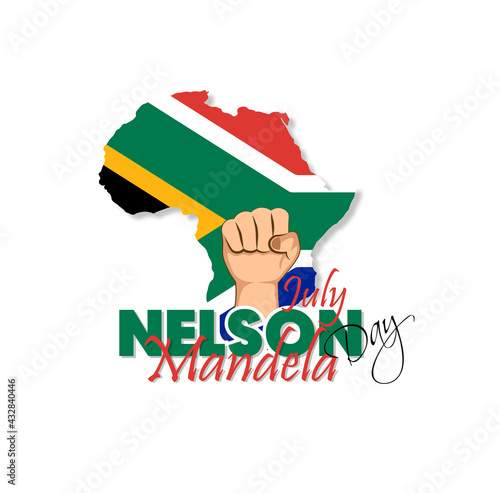 international day of Nelson Mandela day concept of strength, unity and power.