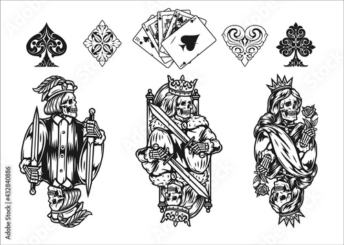 Poker elements vintage monochrome concept