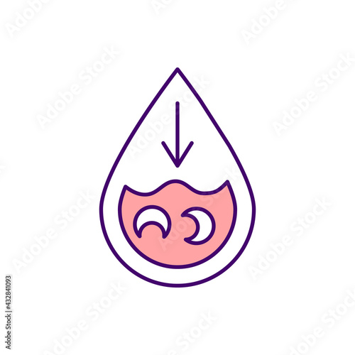 Sickle cell anemia RGB color icon. Hereditary disease. Blood disorder. Inherited sickness. Symptom of illness, health care diagnostics. Chromosome mutation result. Isolated vector illustration