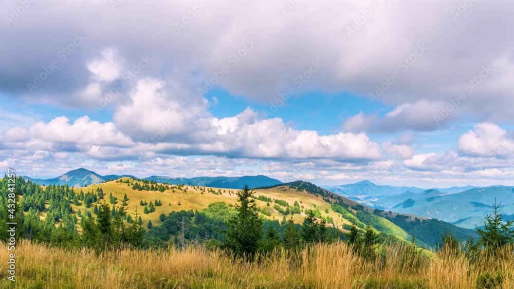 Clouds sky motion fast over summer alpine mountains nature Time lapse Clouds sky motion fast over summer alpine mountains nature Time lapse