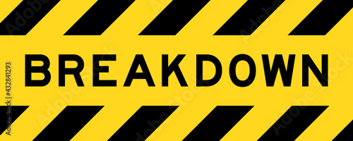Yellow and black color with line striped label banner with word breakdown