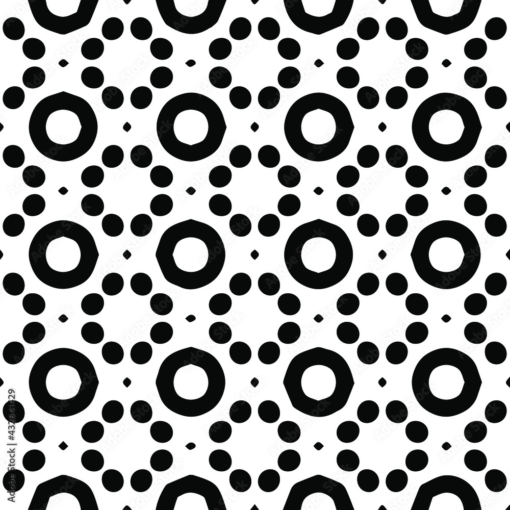 Geometric vector pattern with Black and white colors. Seamless abstract ornament for wallpapers and backgrounds.