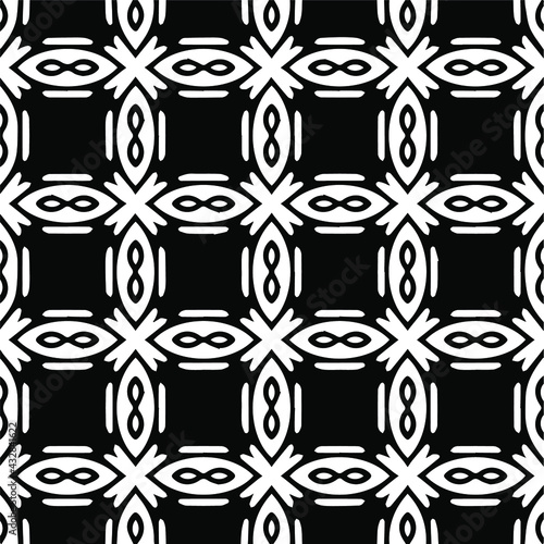Geometric vector pattern with Black and white colors. Seamless abstract ornament for wallpapers and backgrounds.