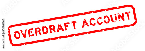 Grunge red overdraft account word square rubber seal stamp on white background