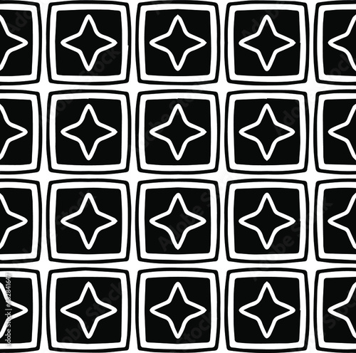 Geometric vector pattern with Black and white colors. Seamless abstract ornament for wallpapers and backgrounds.