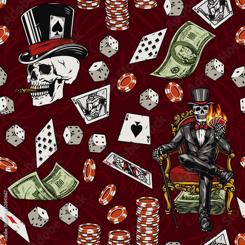 Gambling vintage seamless pattern