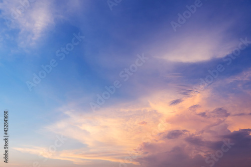 Beautiful sky with cloud before sunset,sky with clouds and sun © Anucha