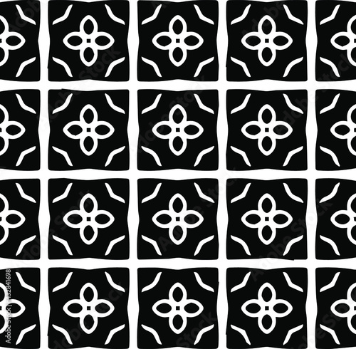 Geometric vector pattern with Black and white colors. Seamless abstract ornament for wallpapers and backgrounds.