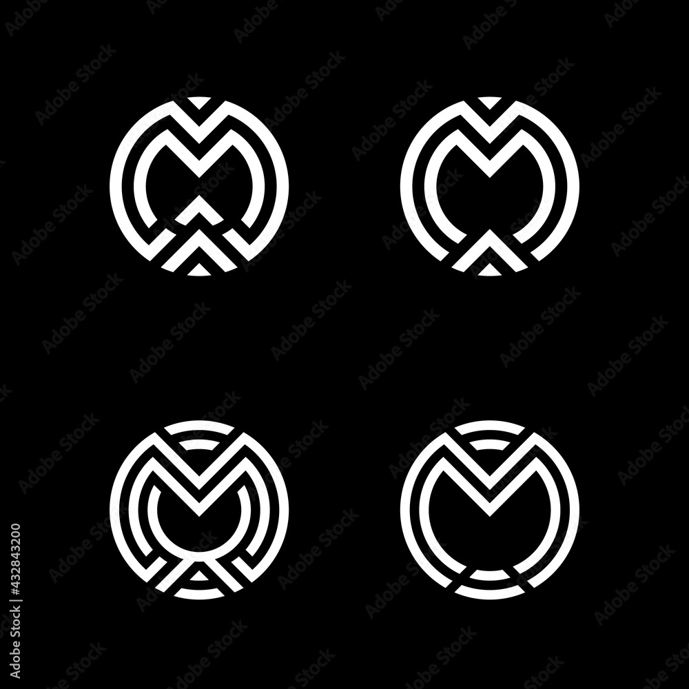 Monogram Initial Letter MM Circle Simple Elegant Minimalist Luxury Unique Retro Vintage Hipster Logo Design Monogram Initial Letter MM Circle Simple Elegant Minimalist Luxury Unique Retro Vintage Hipster Logo Design