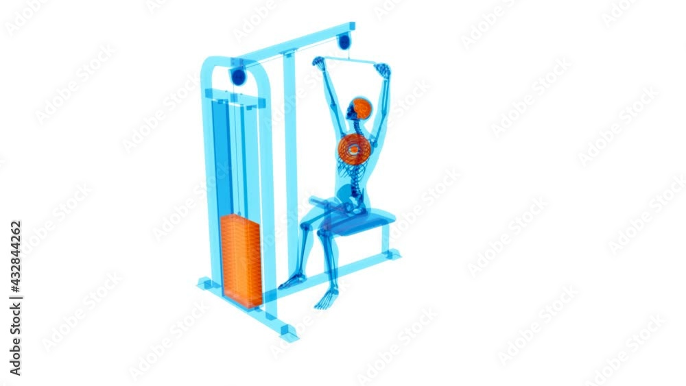 Abstract 3D art of a man on the Lat pulldown machine Abstract 3D art of a man on the Lat pulldown machine