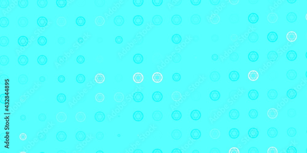 Light Blue, Green vector background with occult symbols.
