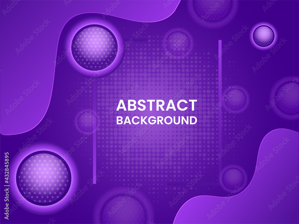 Abstract Halftone Purple Background With 3D Balls Or Sphere.