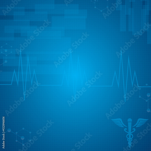 Abstract Medical Cardiology ECG Background In Blue Color.