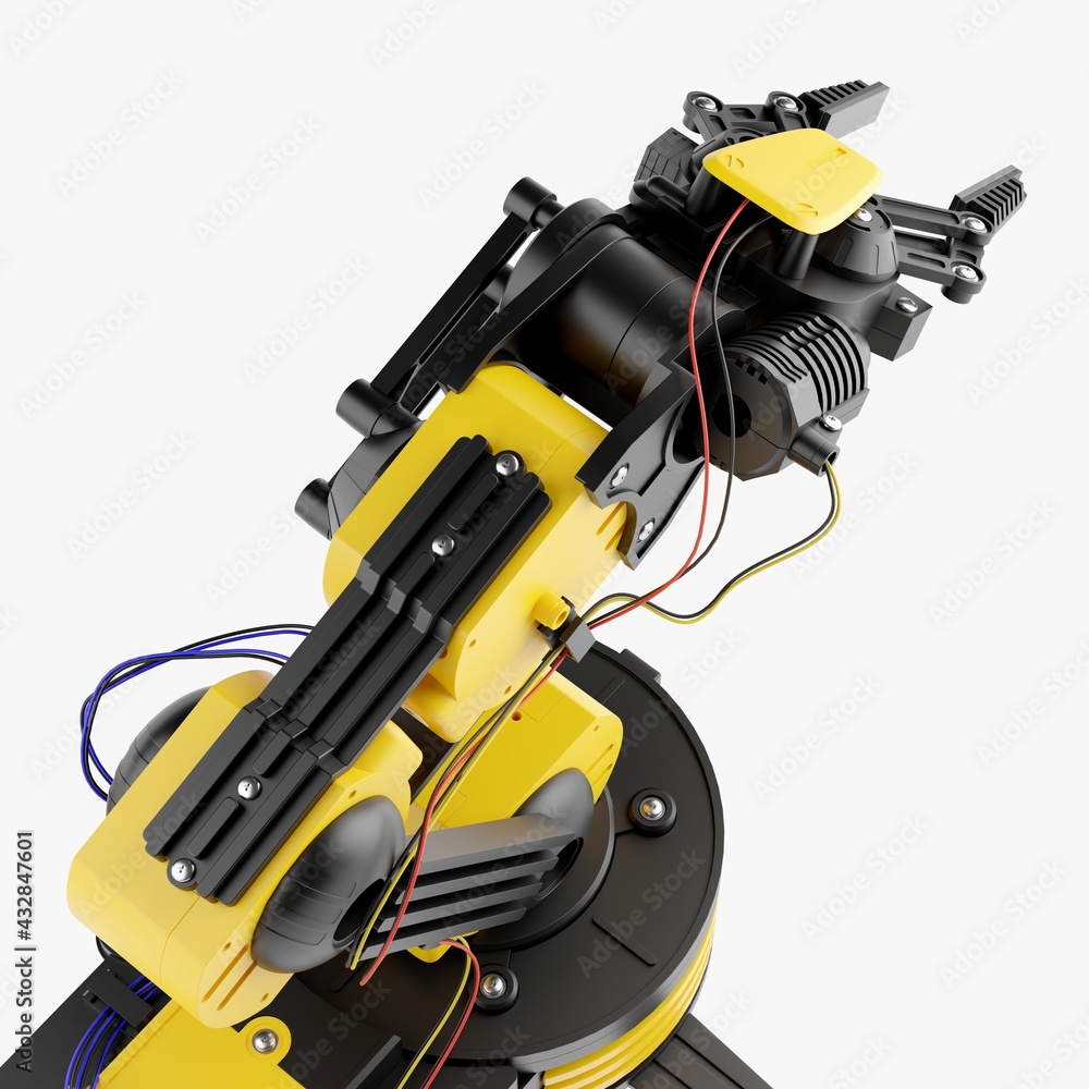 Robotic Arm isolated on white background. 3D illustration.