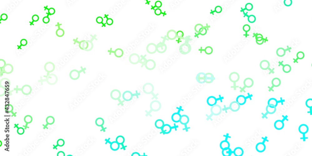 Light Green vector pattern with feminism elements.
