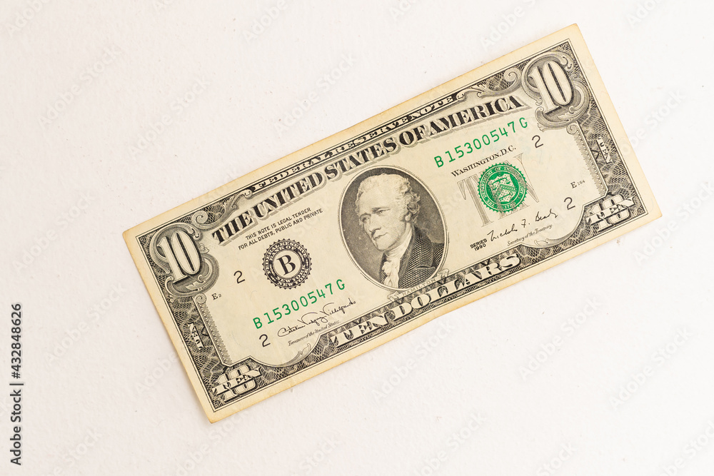 Close up dollar banknote on white background Close up dollar banknote on white background