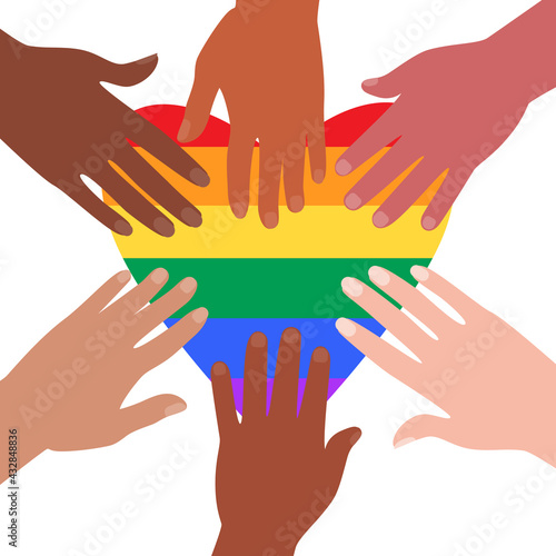 People reach out to the LGBT symbol, the pride parade.