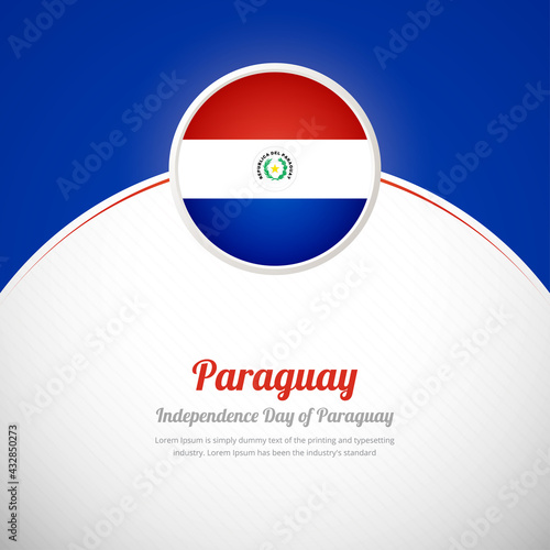 Paraguay happy independence day with classic colorful country flag background