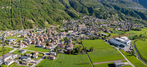 Village of Ardenno in Valtellina, Italy, aerial view photo