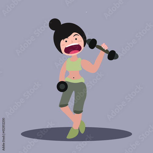 Daily Morning Life. Little girl exercising. Vector illustration.Great for children's book pictures