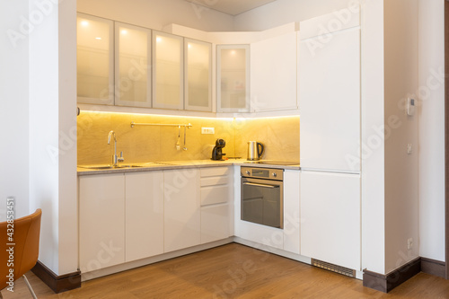 Interior of a kitchen with appliances