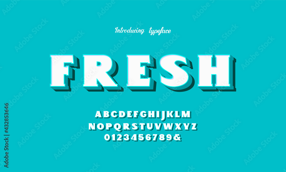 Fresh bright blue and white 3d font styles design templates. White and Blue Alphabet Letters and Numbers. 3D creative Font.