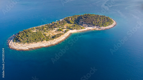 Aerial shot of Sveti Jerolim Island, Croatia photo