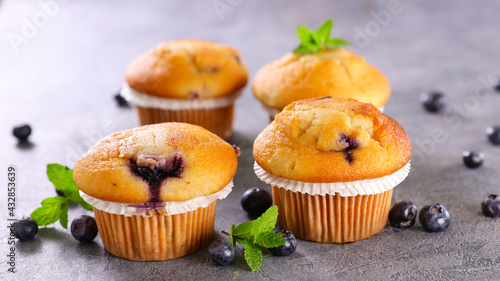 close up on blueberry muffin