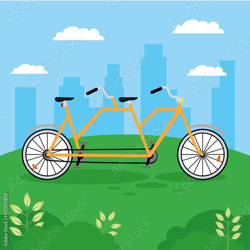 yellow bicycle tandem vehicle