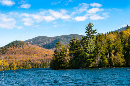 The Rivers, Lakes and Mountains of the New England States in Autumn Splendour.The Autumn colours are magnificent in New England.You can cruise on the lakes and marvel as the leaves turn red and gold