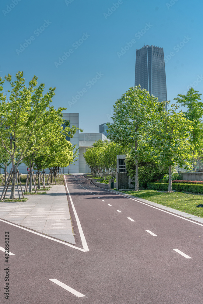 A jogging lane in a park in Shanghai, China.