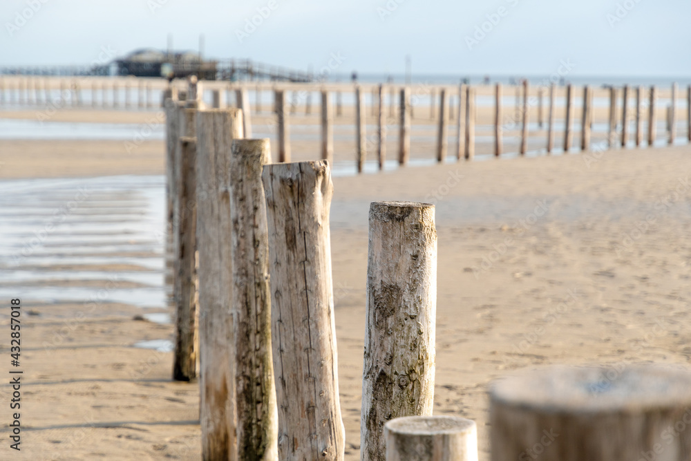 Stilt house on the beach of Sankt Peter-Ording in the sunset Stilt house on the beach of Sankt Peter-Ording in the sunset