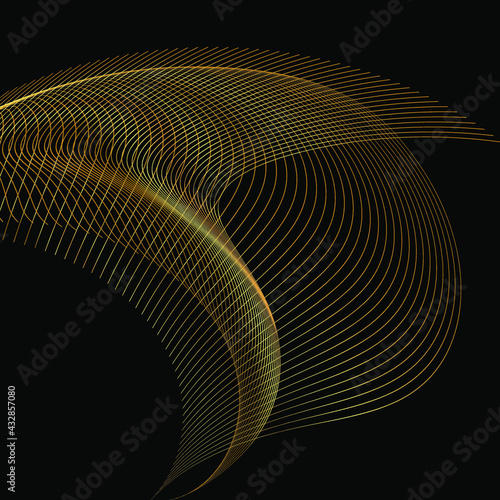 colored linear pattern of light stripes and lines on a dark background. graphic design. abstraction. shapes from mesh, waves, geometry. transparent. play of color. gradient. web © North10
