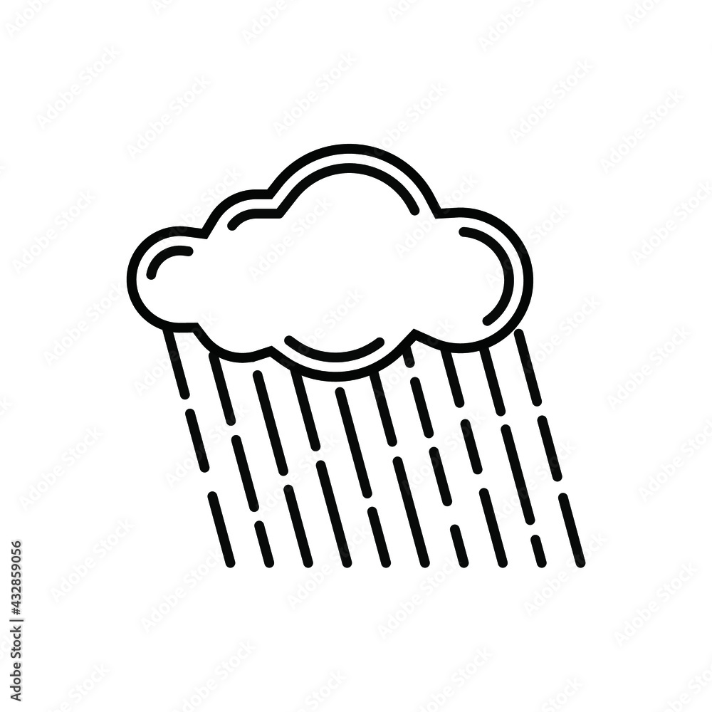 Rain cloud line vector illustration isolated on white Rain cloud line vector illustration isolated on white