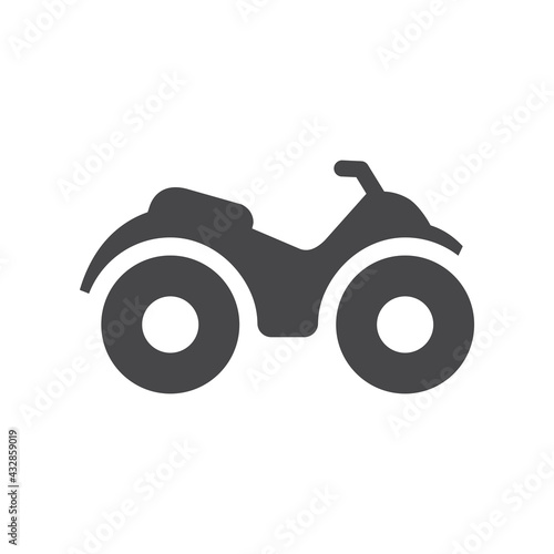 Atv or motorbike black vector icon. Quad all terrain vehicle symbol.