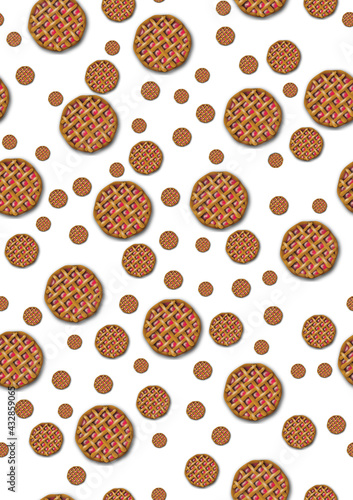 Seameless Pattern with Colored Tarts on White Background