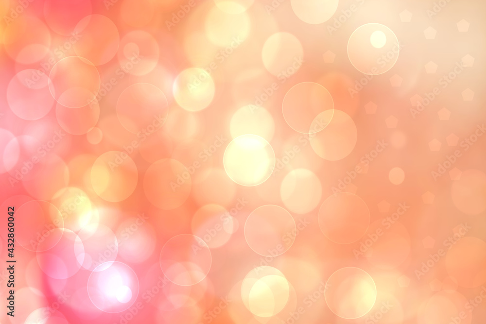 Abstract blurred fresh vivid spring summer light delicate pastel yellow pink orange bokeh background texture with bright circular soft color lights. Beautiful backdrop illustration. Abstract blurred fresh vivid spring summer light delicate pastel yellow pink orange bokeh background texture with bright circular soft color lights. Beautiful backdrop illustration.