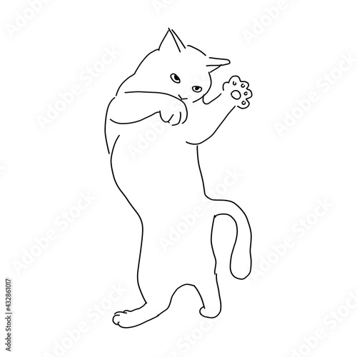 猫の全身イラスト　戦う猫