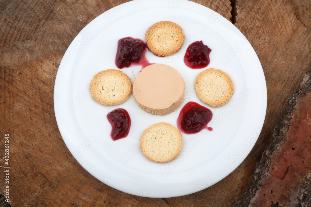 duck liver with toast and red fruits jam duck liver with toast and red fruits jam