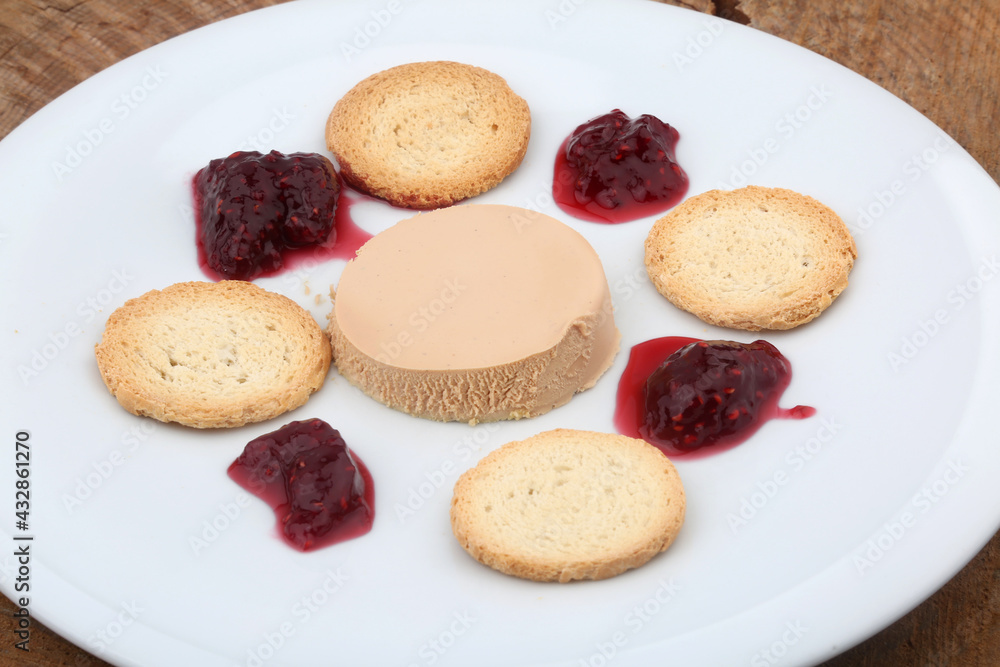 duck liver with toast and red fruits jam duck liver with toast and red fruits jam